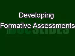 Developing Formative Assessments