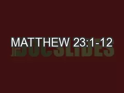 MATTHEW 23:1-12