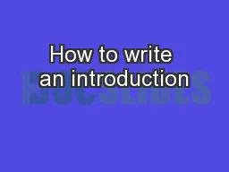 How to write an introduction