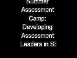 Summer Assessment Camp: Developing Assessment Leaders in St