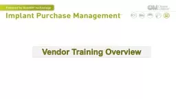 Vendor Training Overview