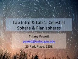 Lab Intro & Lab 1: Celestial Sphere & Planispheres