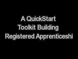 A QuickStart Toolkit Building Registered Apprenticeshi