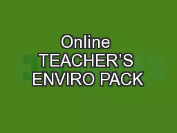 Online TEACHER’S ENVIRO PACK