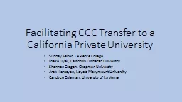 Facilitating CCC Transfer to a California Private Universit