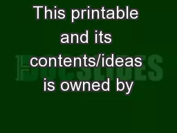 This printable and its contents/ideas is owned by