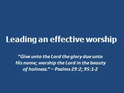 Leading an effective worship
