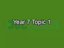 Year 7 Topic 1