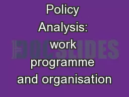 B2- Fiscal Policy Analysis: work programme and organisation