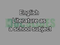 English Literature as a school subject