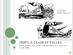 1920’s: A Clash of Values
