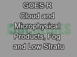 GOES-R Cloud and Microphysical Products, Fog and Low Stratu