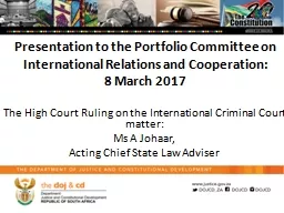 Presentation to the Portfolio Committee on International Re