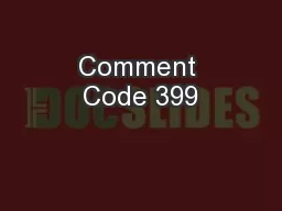 Comment Code 399