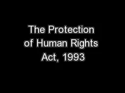 The Protection of Human Rights Act, 1993