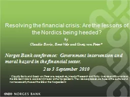 Resolving the financial crisis: Are the lessons of the Nord