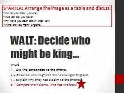 WALT: Decide who might be king…