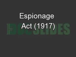 Espionage Act (1917)