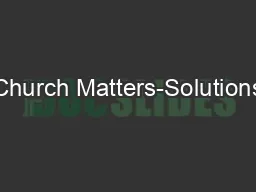 Church Matters-Solutions