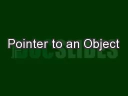 Pointer to an Object