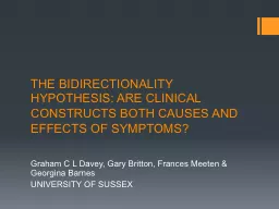 THE BIDIRECTIONALITY HYPOTHESIS: ARE CLINICAL CONSTRUCTS BO