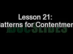Lesson 21: Patterns for Contentment