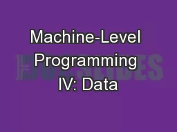 Machine-Level Programming IV: Data