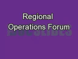 Regional Operations Forum