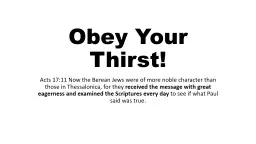 Obey Your Thirst!