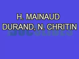 H. MAINAUD DURAND, N. CHRITIN