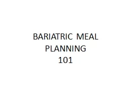 BARIATRIC MEAL PLANNING