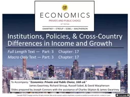 Institutions, Policies, & Cross-Country Differences in