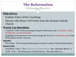 The Protestant Reformation and the Catholic/Counter Reforma