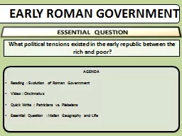 EARLY ROMAN GOVERNMENT