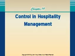 Control in Hospitality Management