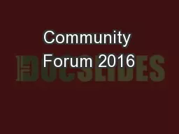 Community Forum 2016
