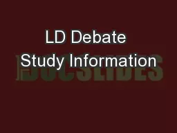 LD Debate Study Information