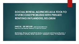 SOCIAL RENTAL AGENCIES AS A TOOL TO  OVERCOME PROBLEMS WITH