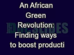 An African Green Revolution: Finding ways to boost producti