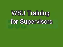WSU Training for Supervisors