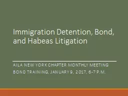 Immigration Detention, Bond, and Habeas Litigation