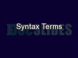 Syntax Terms