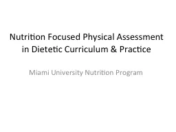 Nutrition Focused Physical Assessment in Dietetic Curriculu
