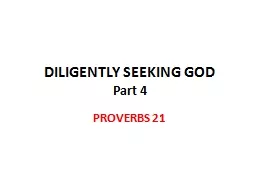 DILIGENTLY SEEKING GOD