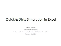 Quick & Dirty Simulation in Excel