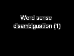 Word sense disambiguation (1)