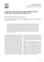 Competition and community structure in diurnal arborea