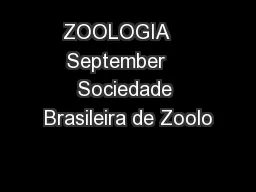 ZOOLOGIA    September    Sociedade Brasileira de Zoolo