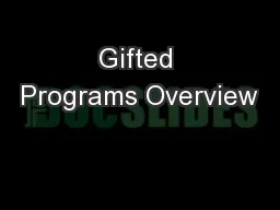 Gifted Programs Overview