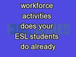 What workforce activities does your ESL students do already